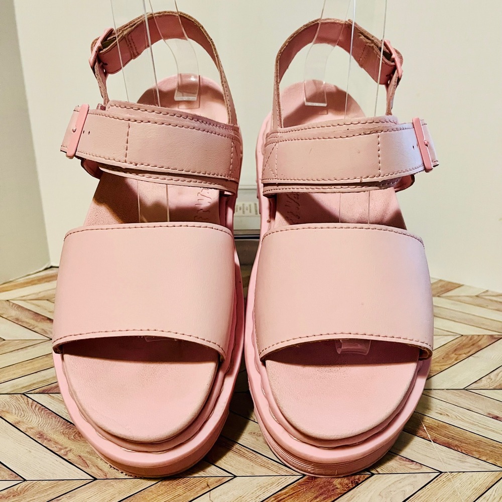 Dr Martens Voss Mono Pink Hydro Leather Sandals Women 7 Platform Barbie Pastel - Picture 3 of 11